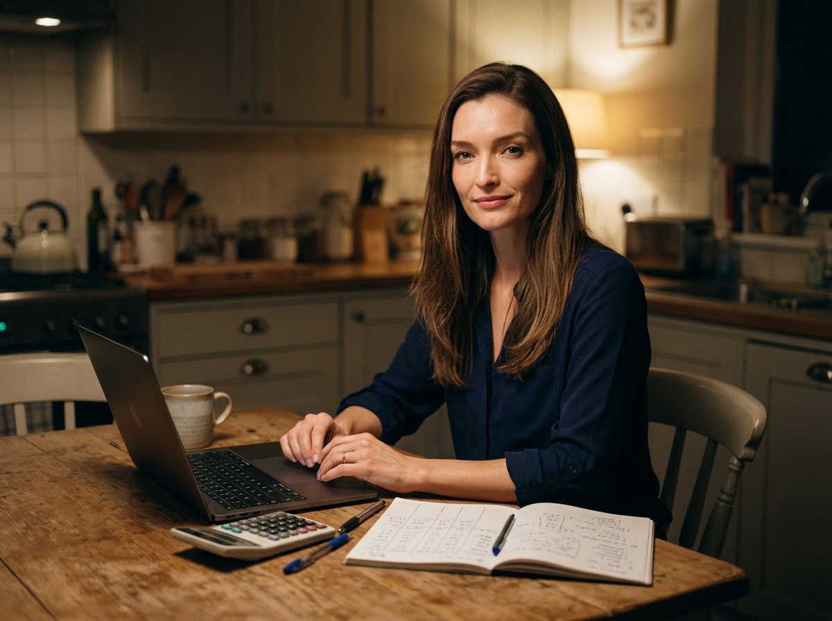 Marina Winberg calmly planning a budget